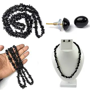 Natural Black Tourmaline Necklace/Mala with Earring Set for Reiki Healing and Crystal Healing Stone