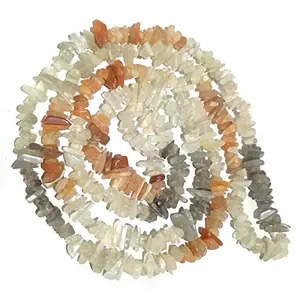 Natural Multi Moonstone Mala / Necklace Crystal Stone Chip Bead Mala for Reiki Healing and Crystal Healing Stons (Color : Multi)