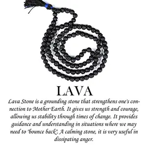 Lava Mala Necklace 6 mm Crystal Stone Mala 108 Bead Jaap Mala for Reiki Healing and Crystal Healing Stone Mala (Color : Black)