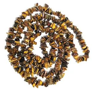 Natural Tiger Eye Mala / Necklace Crystal Stone Chip Bead Mala for Reiki Healing and Crystal Healing Stons (Color : Golden & Brown)