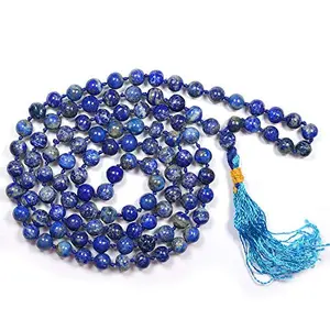 Natural Stone Lapis Lazuli Crystal Mala Necklace Reiki Healing Jap Mala for Men and Women (6 mm 108 Round Beads)