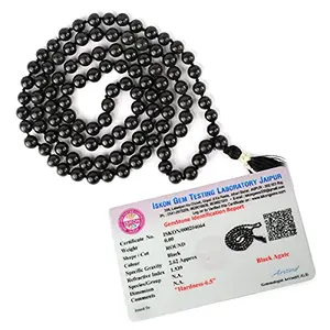 Certified Natural Black Agate Mala Semi Precious Crystal Stone 6 mm 108 Beads Jap Mala / Necklace for Reiki Healing Stones (Color : Black)