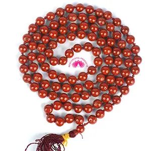 Red Jasper Mala Necklace 6 mm Crystal Stone Mala 108 Bead Jaap Mala for Reiki Healing and Crystal Healing Stone Mala (Color : Red)