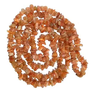 Natural Sunstone Mala / Necklace Crystal Stone Chip Bead Mala for Reiki Healing and Crystal Healing Stons (Color : Peach)