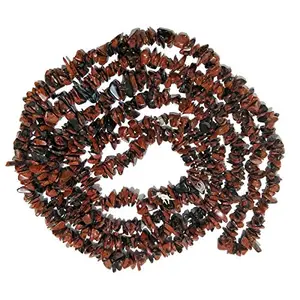 Natural Mahogany Obsidian Mala / Necklace Crystal Stone Chip Bead Mala for Reiki Healing and Crystal Healing Stons (Color : Red & Black)