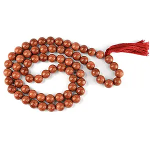 Natural Goldstone Brown Mala Crystal Stone 10 mm Round Beads Mala for Reiki Healing Stones (Color : Brown)