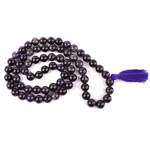 Natural Amethyst Mala Crystal Stone 10 mm Round Beads Mala for Reiki Healing Stones (Color : Purple)