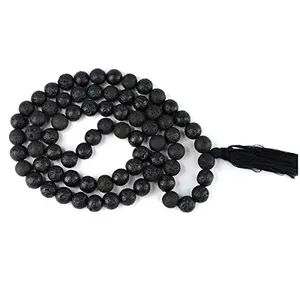 Natural Lava Mala Crystal Stone 10 mm Round Beads Mala for Reiki Healing Stones (Color : Black)