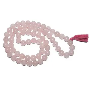 Natural Rose Quartz Mala Crystal Stone 10 mm Round Beads Mala for Reiki Healing Stones (Color : Pink)