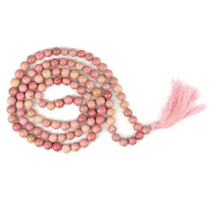 Rhodochrosite Mala Natural Crystal Stone 8 mm 108 Round Bead Jap Mala for Reiki Healing and Crystal Healing Stone (Color : Pink)