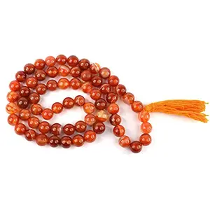 Natural Carnelian Mala Crystal Stone 10 mm Round Beads Mala for Reiki Healing Stones (Color : Red / Orange)