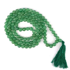 Green Jade Mala Natural Crystal Stone 8 mm 108 Round Bead Jap Mala for Reiki Healing and Crystal Healing Stone (Color : Green)
