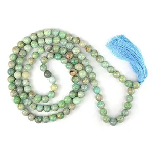 AAA Amazonite Mala Natural Crystal Stone 8 mm 108 Round Bead Jap Mala for Reiki Healing and Crystal Healing Stone (Color : Green)