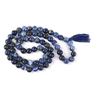 Natural Sodalite Mala Crystal Stone 10 mm Round Beads Mala for Reiki Healing Stones (Color : Blue)