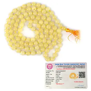 Certified Natural Golden Quartz Mala Semi Precious Crystal Stone 6 mm 108 Beads Jap Mala / Necklace for Reiki Healing Stones (Color : Yellow)