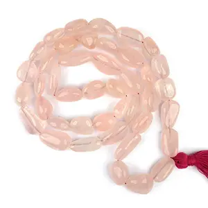 Natural Rose Quartz Mala Crystal Stone Tumble Bead Mala for Reiki Healing Stones (Color : Pink)