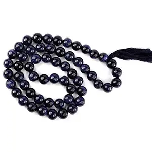 Natural Goldstone Blue Mala Crystal Stone 12 mm Round Beads Mala for Reiki Healing Stones (Color : Blue)