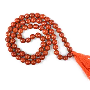 Natural Red Jasper Mala Crystal Stone 10 mm Faceted / Diamond Cut Bead Mala for Reiki Healing Stone (Color : Red)