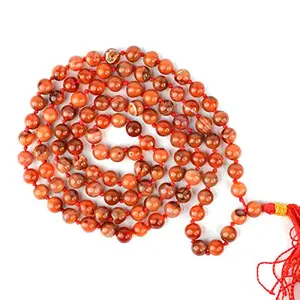 Certified Natural Carnelian Mala Semi Precious Crystal Stone 6 mm 108 Beads Jap Mala / Necklace for Reiki Healing Stones (Color : Red / Orange)