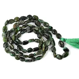 Natural Emerald Mala Crystal Stone Oval Bead Mala for Reiki Healing Stone (Color : Green)