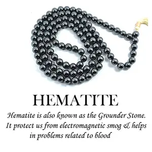 Hematite Mala/Necklace 8 mm Crystal Stone 108 Bead Jaap Mala for Reiki Healing and Crystal Healing Stone (Color : Silver)