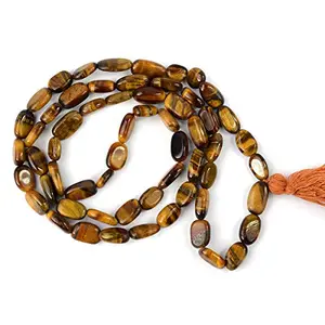 Natural Tiger Eye Mala Oval Beads Crystal Stone Mala for Reiki Healing and Crystal Healing Stones (Color : Golden & Brown)