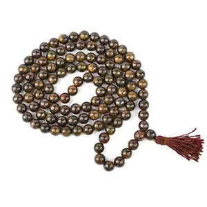 Bronzite Mala Natural Crystal Stone 8 mm 108 Round Bead Jap Mala for Reiki Healing and Crystal Healing Stone (Color : Brown)