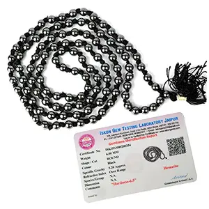 Certified Natural Hematite Mala Semi Precious Crystal Stone 6 mm 108 Beads Jap Mala / Necklace for Reiki Healing Stones (Color : Silver)