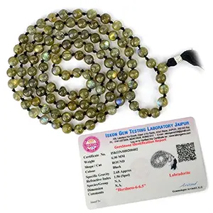 Certified Natural Labradorite Mala Semi Precious Crystal Stone 6 mm 108 Beads Jap Mala / Necklace for Reiki Healing Stones (Color : Green)