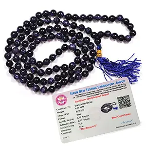 Certified Natural Goldstone Blue Mala Semi Precious Crystal Stone 6 mm 108 Beads Jap Mala / Necklace for Reiki Healing Stones (Color : Blue)