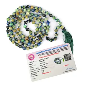 Certified AAA Azurite Mala Semi Precious Crystal Stone 6 mm 108 Beads Jap Mala / Necklace for Reiki Healing Stones (Color : Blue & Green)
