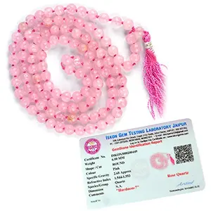 Certified Natural Rose Quartz Mala Semi Precious Crystal Stone 6 mm 108 Beads Jap Mala / Necklace for Reiki Healing Stones (Color : Pink)