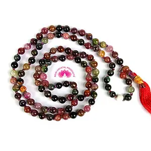 Multicolour Tourmaline Crystal 6 mm 108 Beads Jaap Mala for Reiki Healing and Crystal Healing Stone for Men and Women