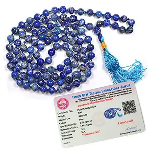 Certified Natural Lapis Lazuli Mala Semi Precious Crystal Stone 6 mm 108 Beads Jap Mala / Necklace for Reiki Healing Stones (Color : Blue)