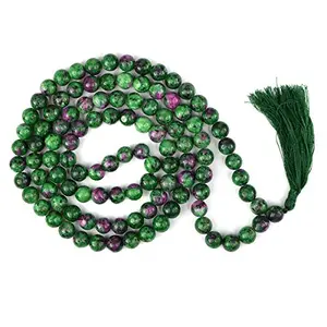 Ruby Zoisite Mala Natural Crystal Stone 8 mm 108 Round Bead Jap Mala for Reiki Healing and Crystal Healing Stone (Color : Green)