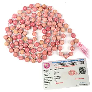 Certified Natural Rhodochrosite Mala Semi Precious Crystal Stone 6 mm 108 Beads Jap Mala / Necklace for Reiki Healing Stones (Color : Pink)