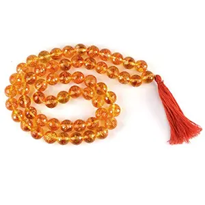 Natural Citrine Mala Crystal Stone 10 mm Faceted / Diamond Cut Bead Mala for Reiki Healing Stone (Color : Yellow)