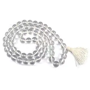 Natural AAA Clear Quartz Mala Crystal Stone 12 mm Round Beads Mala for Reiki Healing Stones (Color : Clear)