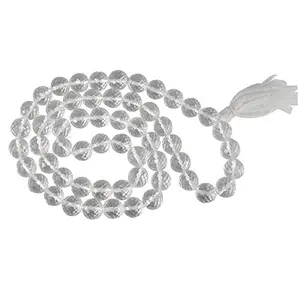 Natural AAA Clear Quartz Mala Crystal Stone 12 mm Faceted / Diamond Cut Bead Mala for Reiki Healing Stone (Color : Clear)