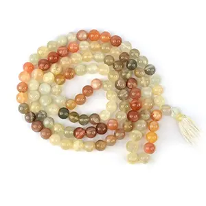 Multi Moonstone Mala Natural Crystal Stone 8 mm 108 Round Bead Jap Mala for Reiki Healing and Crystal Healing Stone (Color : Multi)