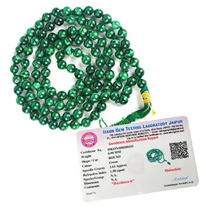 Certified Natural Malachite Mala Semi Precious Crystal Stone 6 mm 108 Beads Jap Mala / Necklace for Reiki Healing Stones (Color : Green)