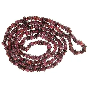 Natural Ruby Mala / Necklace Crystal Stone Chip Bead Mala for Reiki Healing and Crystal Healing Stons (Color : Red)