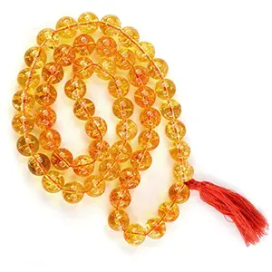 Natural Citrine Mala Crystal Stone 12 mm Round Beads Mala for Reiki Healing Stones (Color : Yellow)