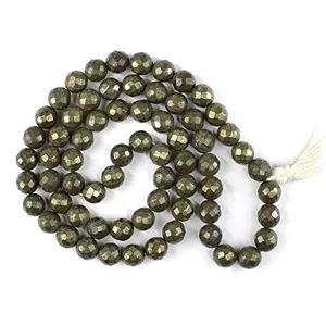 Natural Pyrite Mala Crystal Stone 10 mm Faceted / Diamond Cut Bead Mala for Reiki Healing Stone (Color : Golden)