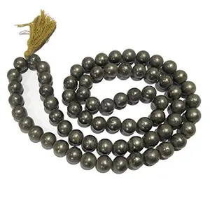 Natural Pyrite Mala Crystal Stone 10 mm Round Beads Mala for Reiki Healing Stones (Color : Golden)
