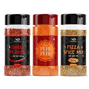Pizza Combo of Chilli Flakes - 30g | Peri Peri - 65g | Spice Mix Regular - 35g | Italian Superior Quality