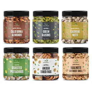 Dry Fruits Combo Pack - 1.425g (Almonds Cashews Pistachios Raisins Anjeer - 250g Walnuts Without Shells - 175g) - All Premium.