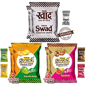 Swad Candy Super Saver Pack 600 Candies Mixed Flavours (Imli Lemon Kaccha Aam Guava & Swad Original) 1200 g