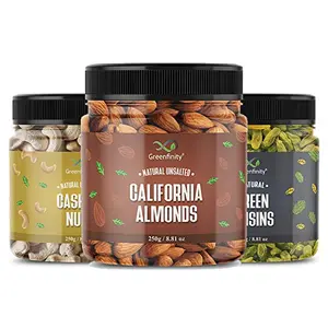 Dry Fruits Combo Pack - (250 * 3) 750g (Almonds Cashews & Raisins) - All Premium.