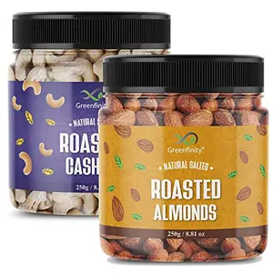 500g Dry Fruits Combo Pack of Premium Roasted Almonds 250g & Roasted Cashew Nuts 250g.